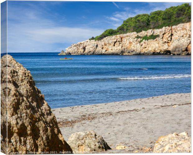 Serenity of the Kayaker Menorca Canvas Print by Deanne Flouton