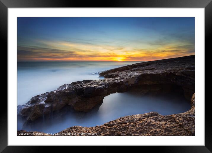 Long exposure seascape rocky coastline Framed Mounted Print by Paulo Rocha