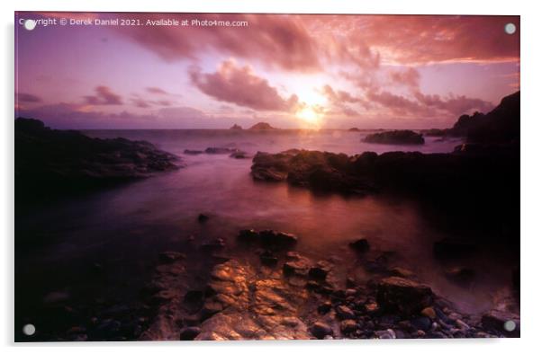 Sunset at Cape Cornwall #2 Acrylic by Derek Daniel