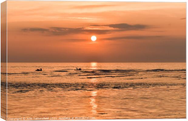 Stunning orange  sunset at the Parrog Canvas Print by Julie Tattersfield