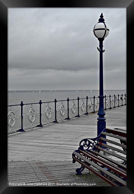 Post On The Pier Framed Print by Jules Camfield