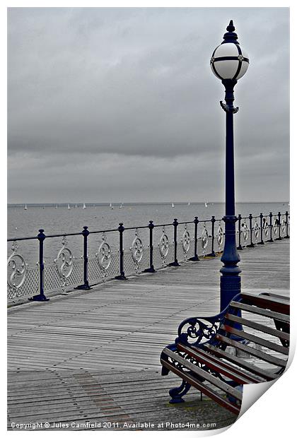 Post On The Pier Print by Jules Camfield