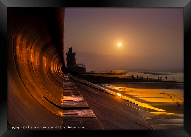 Sunset at Redcar beach. Framed Print by Chris North