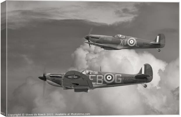 Spitfire Pair Canvas Print by Steve de Roeck