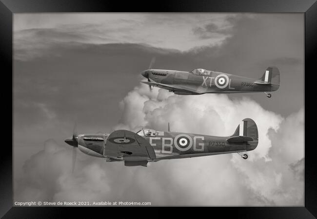 Spitfire Pair Framed Print by Steve de Roeck