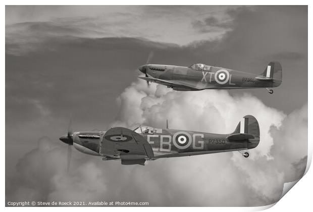 Spitfire Pair Print by Steve de Roeck