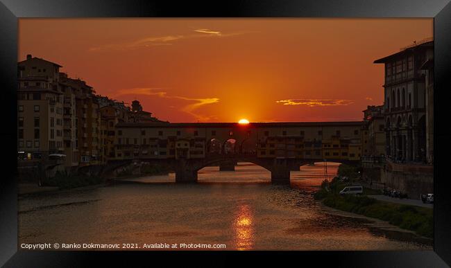 Ponte Vecchio sunset Framed Print by Ranko Dokmanovic