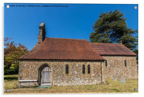 Barlavington church Acrylic by Stuart C Clarke