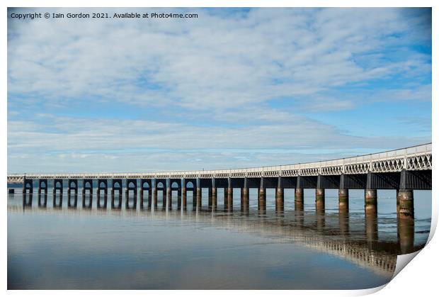 Tay Rail Bridge Reflections of Shimmering Steel - Dundee Scotland Print by Iain Gordon