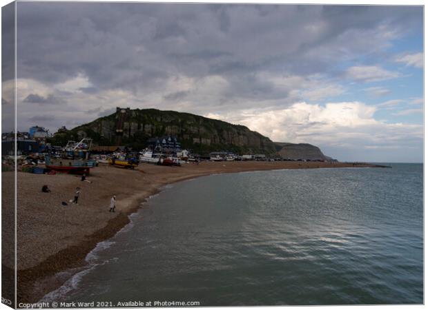 Clouds over The Stade of Hastings Canvas Print by Mark Ward