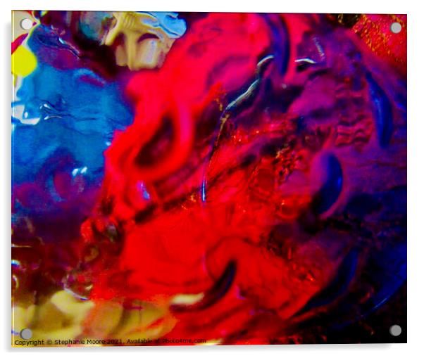 Abstract in red and blue Acrylic by Stephanie Moore
