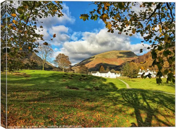 Grasmere Village View Canvas Print by June Ross