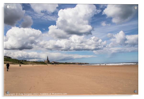 Longsands Beach: Northumberland's Golden Delight Acrylic by Holly Burgess
