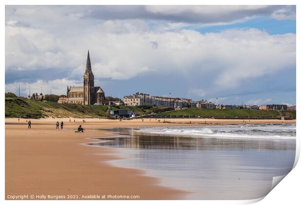 Tynemouth beach Long-sands Tyne and wear  Print by Holly Burgess