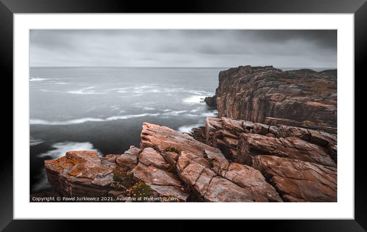 The cliff of Yesnaby Framed Mounted Print by Pawel Jurkiewicz