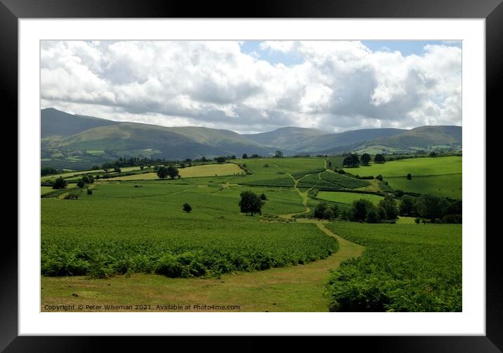 View towards the Brecon Beacons from Twyn y Gaer, near Brecon Framed Mounted Print by Peter Wiseman