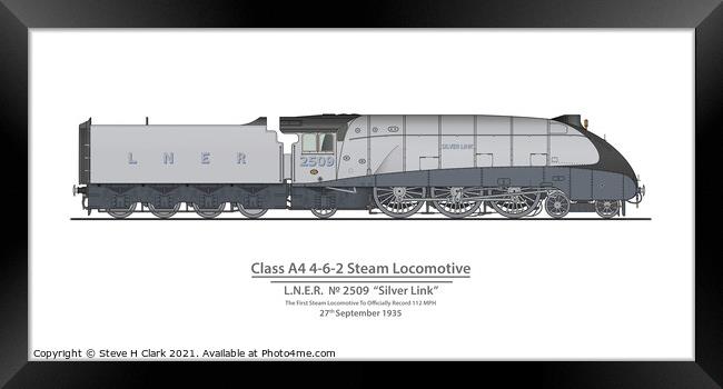 LNER Silver Link 1935 Speed Record 112 MPH Framed Print by Steve H Clark