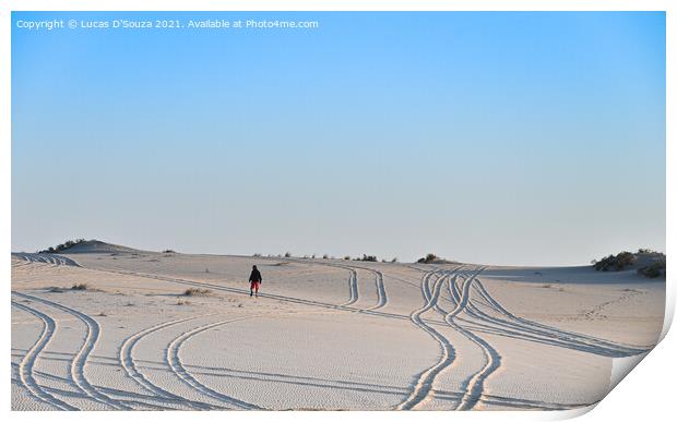 Tracks on the desert sand Print by Lucas D'Souza
