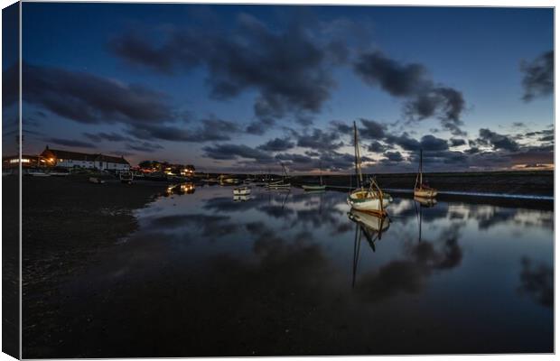 Twilight reflections at Burnham Overy Staithe  Canvas Print by Gary Pearson