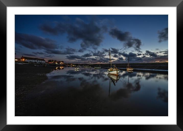 Twilight reflections at Burnham Overy Staithe  Framed Mounted Print by Gary Pearson