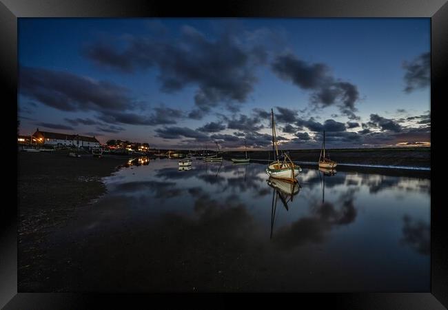 Twilight reflections at Burnham Overy Staithe  Framed Print by Gary Pearson