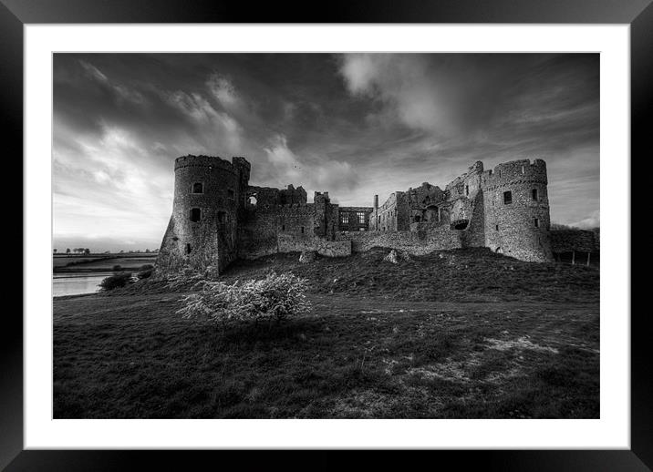Carew Castle Mono Framed Mounted Print by Steve Purnell