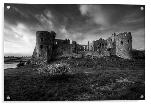 Carew Castle Mono Acrylic by Steve Purnell