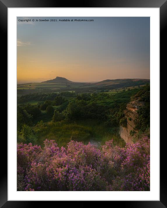 Roseberry Topping at Sunset Framed Mounted Print by Jo Sowden