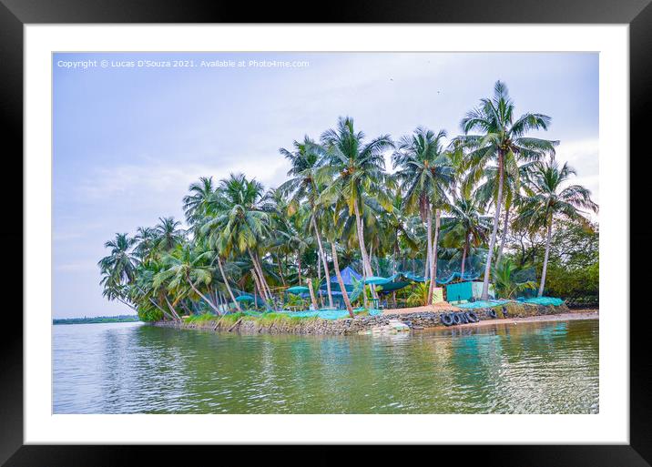 Small island with coconut palms Framed Mounted Print by Lucas D'Souza