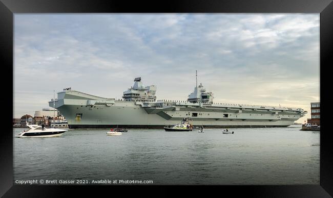 HMS Queen Elizabeth Framed Print by Brett Gasser