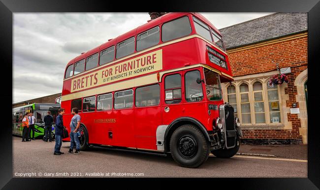 Double Decker With Advertising Framed Print by GJS Photography Artist