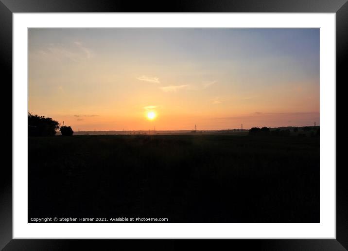 Watery Sunset in Essex Framed Mounted Print by Stephen Hamer