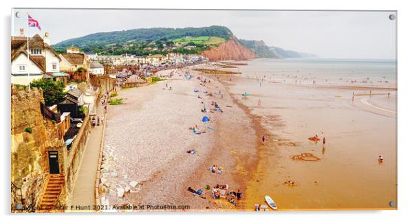 Sidmouth Beach East Devom Acrylic by Peter F Hunt