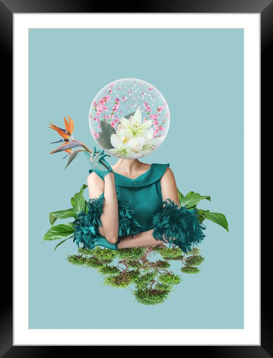 Abstract art collage of young woman with flowers Framed Mounted Print by Svetlana Radayeva