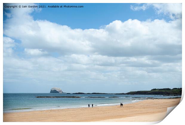 North Berwick Beach and the Bass Rock  Print by Iain Gordon