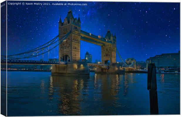 Tower Bridge London Night Canvas Print by Navin Mistry