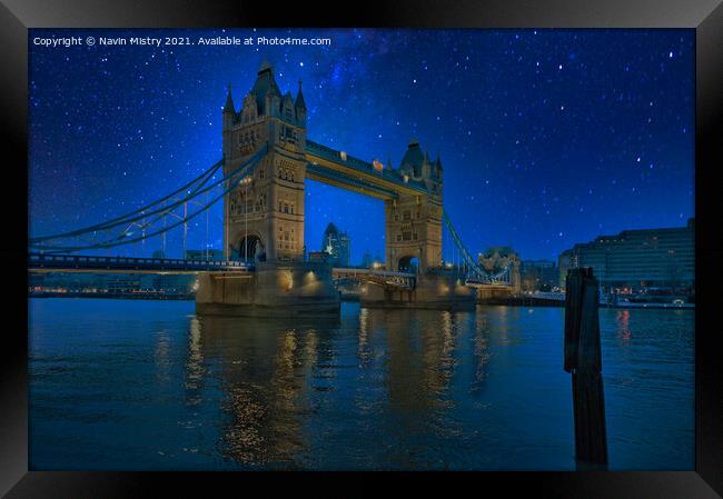 Tower Bridge London Night Framed Print by Navin Mistry