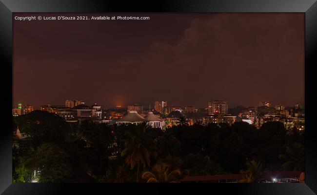 Night view of Mangalore city in India Framed Print by Lucas D'Souza