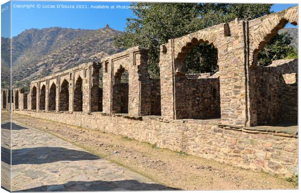 Stone wall with arches  Canvas Print by Lucas D'Souza