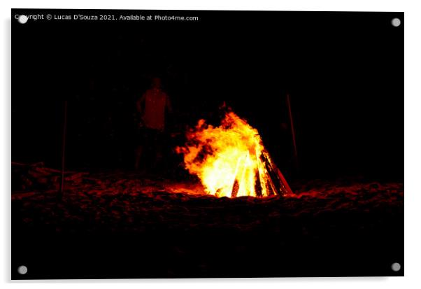 Campfire in the desert Acrylic by Lucas D'Souza