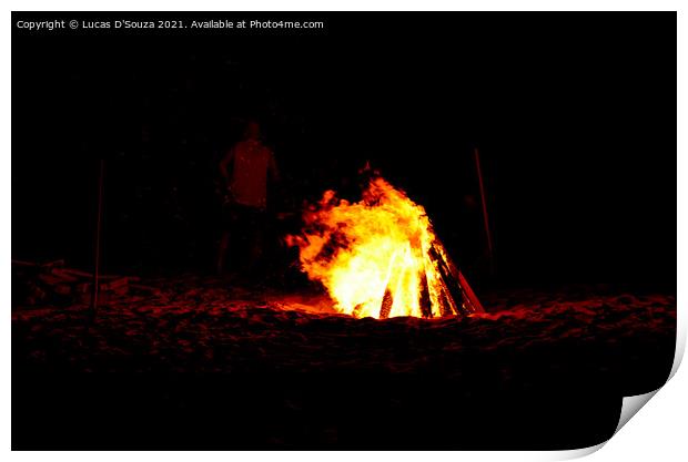 Campfire in the desert Print by Lucas D'Souza