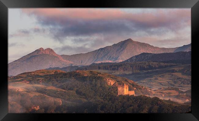 Snowdon and Dolwyddelan castle Framed Print by Rory Trappe