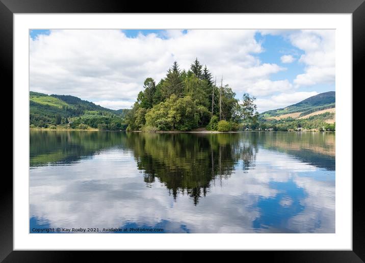 Loch Ard - Eilean Gorm reflections Framed Mounted Print by Kay Roxby