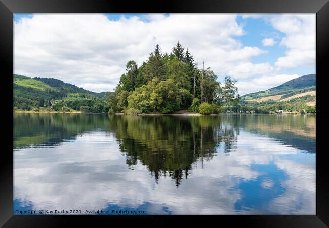 Loch Ard - Eilean Gorm reflections Framed Print by Kay Roxby