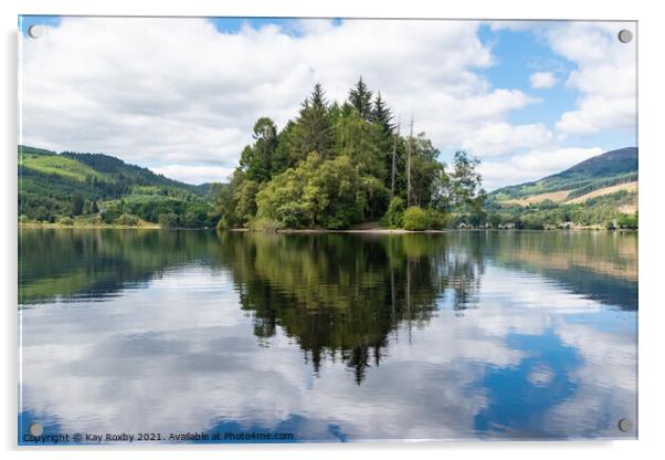Loch Ard - Eilean Gorm reflections Acrylic by Kay Roxby