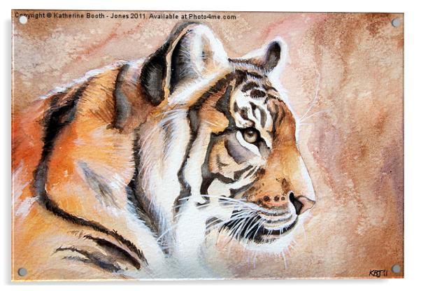 Watercolour Tiger Acrylic by Katherine Booth - Jones