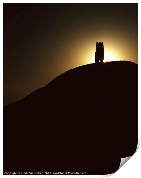 Glastonbury Tor at Sunrise Print by Mark Sunderland