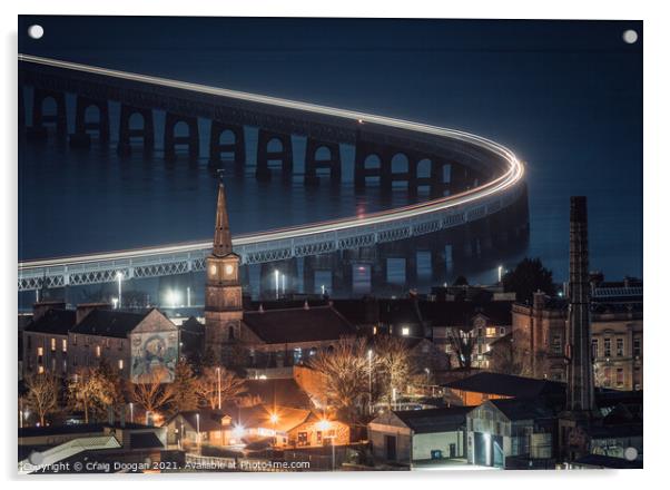 Tay Rail Bridge Light Trails Acrylic by Craig Doogan