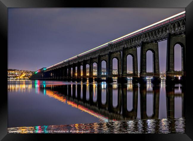 Tay Rail Light Trail Framed Print by Craig Doogan