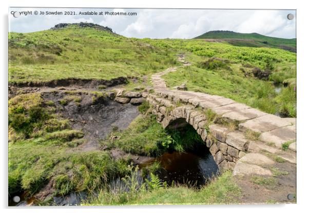 The Packhorse bridge, Burbage Valley, Peak Distric Acrylic by Jo Sowden